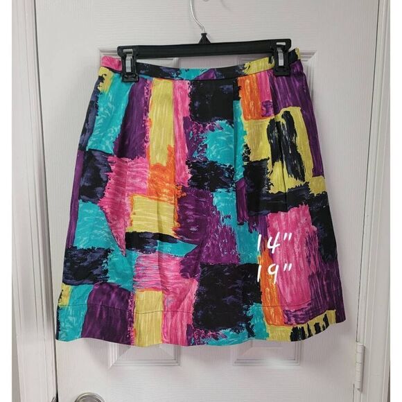 Trina Turk Multi-Color Abstract  Pleated Skirt  Sz:2 - Picture 2 of 7